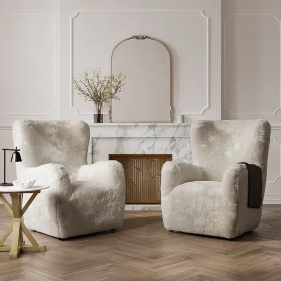 High Back Chair - Grey, Faux Fur