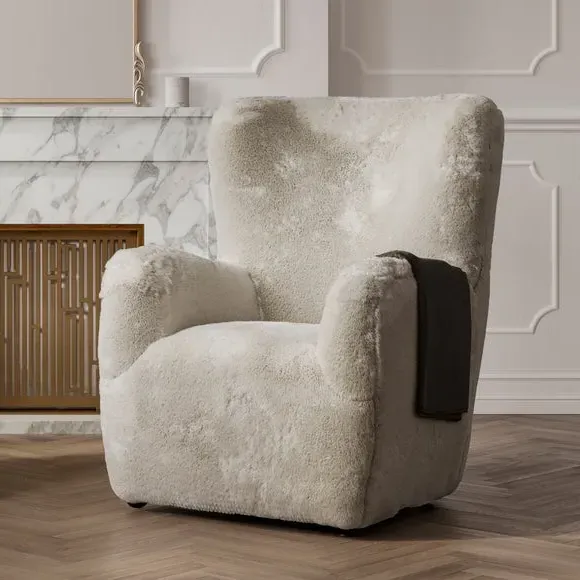 High Back Chair - Grey, Faux Fur image