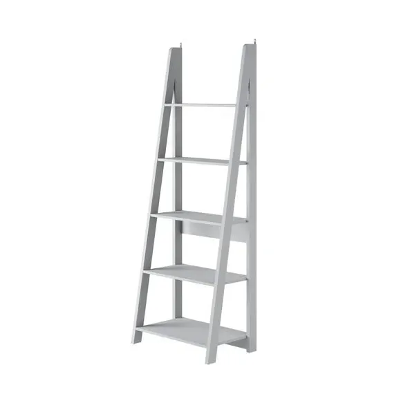 Ladder Bookcase with 5 Shelves - Grey, MDF