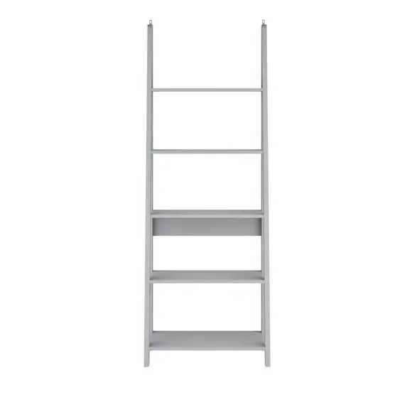 Ladder Bookcase with 5 Shelves - Grey, MDF