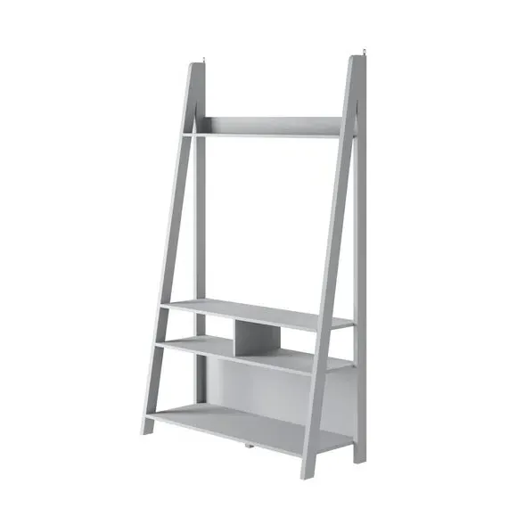 Ladder TV Unit with 5 Shelves - Grey, Wood