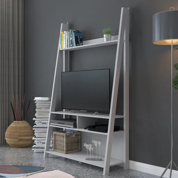 Ladder TV Unit with 5 Shelves - Grey, Wood image