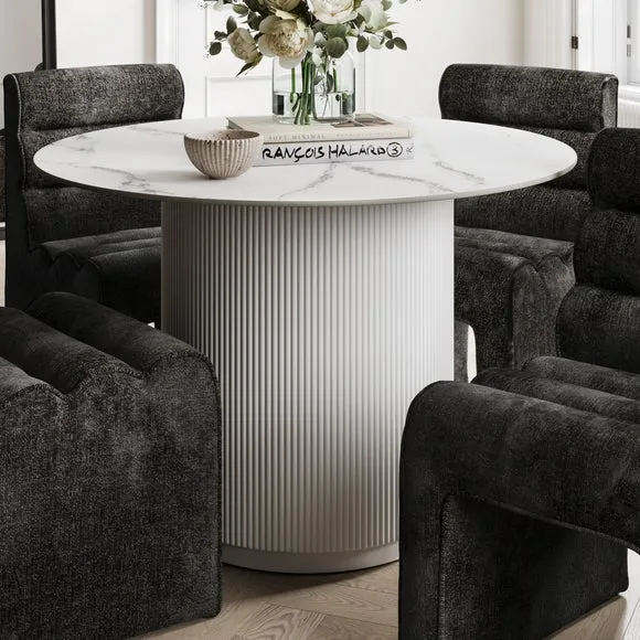 Round Dining Table - White, Sintered Stone