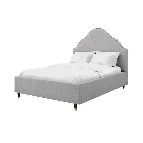 Upholstered Bed Frame with Sprung Slats - Grey