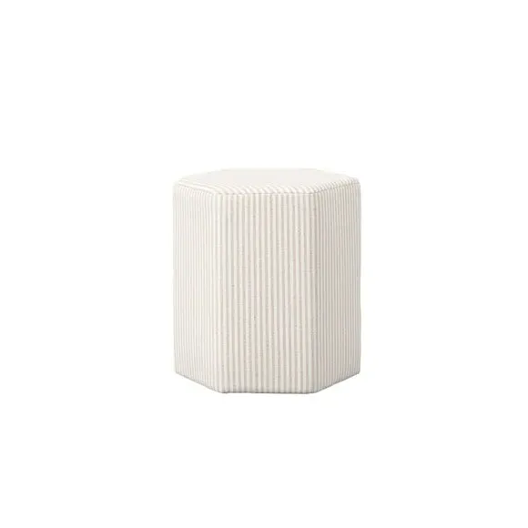 Hexagonal Stool with Stripes - Beige, Cotton image