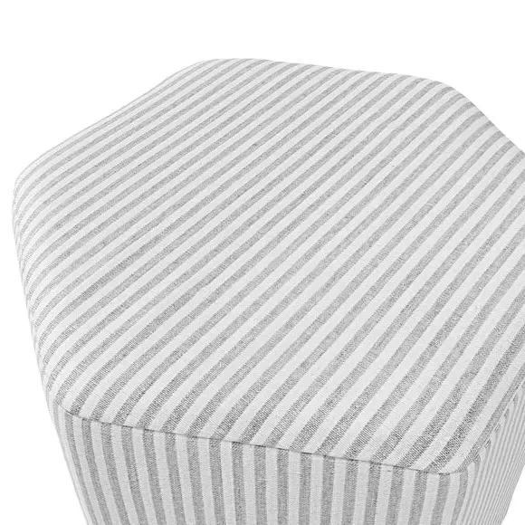 Hexagonal Stool with Stripes - Grey, Cotton