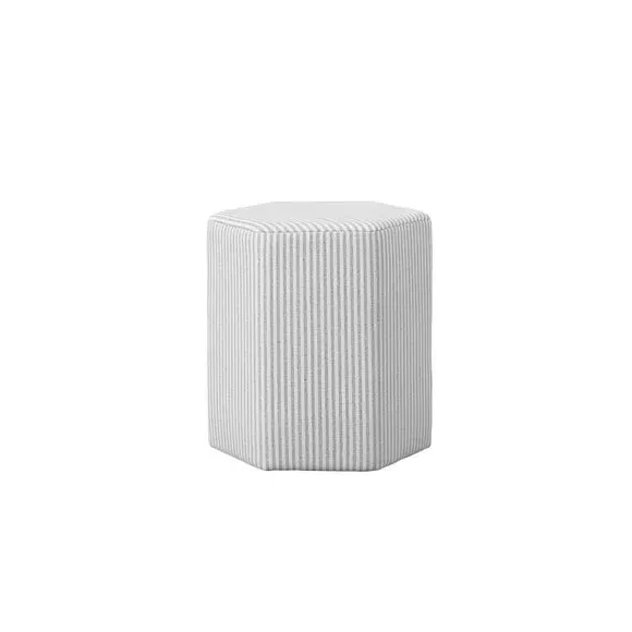 Hexagonal Stool with Stripes - Grey, Cotton