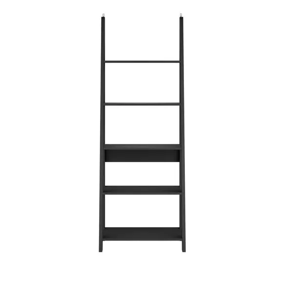 Ladder Bookcase with Open Shelves - Black Wood
