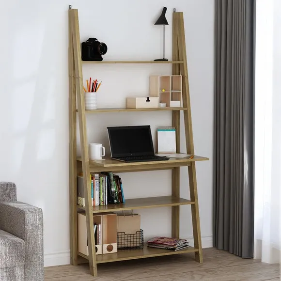 Ladder Desk with Storage - Oak, Particleboard image