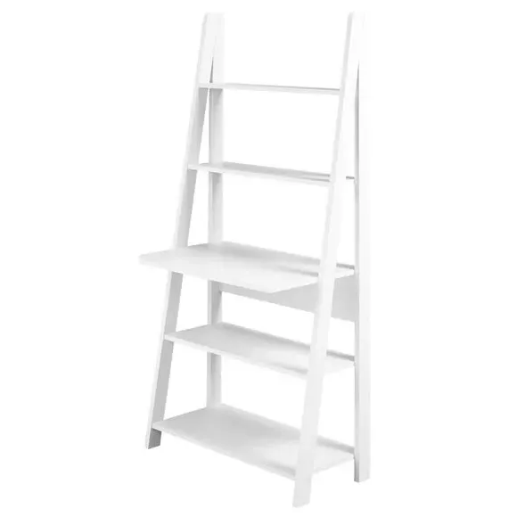 Ladder Desk with Storage - White, Particleboard image
