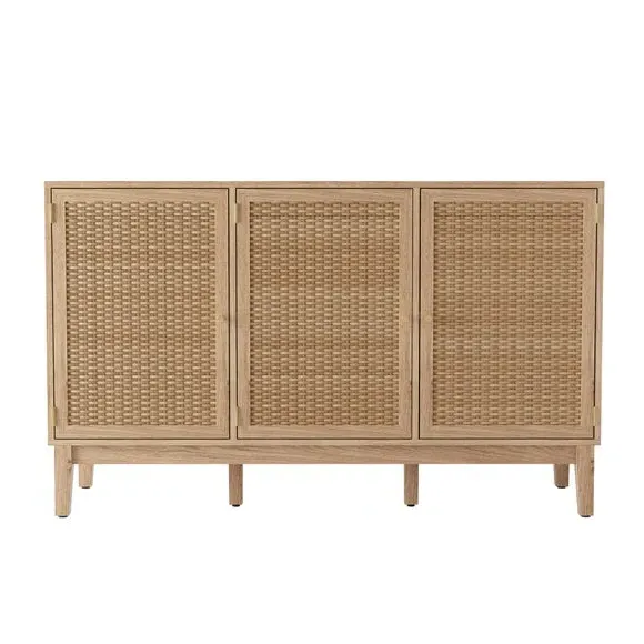 Large Sideboard with Rattan Fronts - Wood