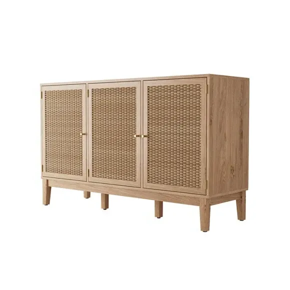 Large Sideboard with Rattan Fronts - Wood