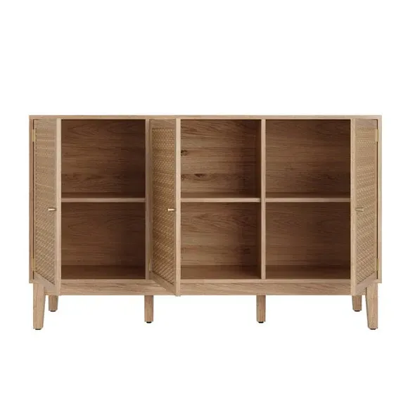 Large Sideboard with Rattan Fronts - Wood