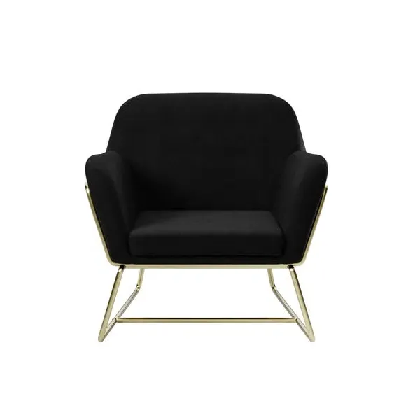 Occasional Chair with Metal Legs - Black, Velvet