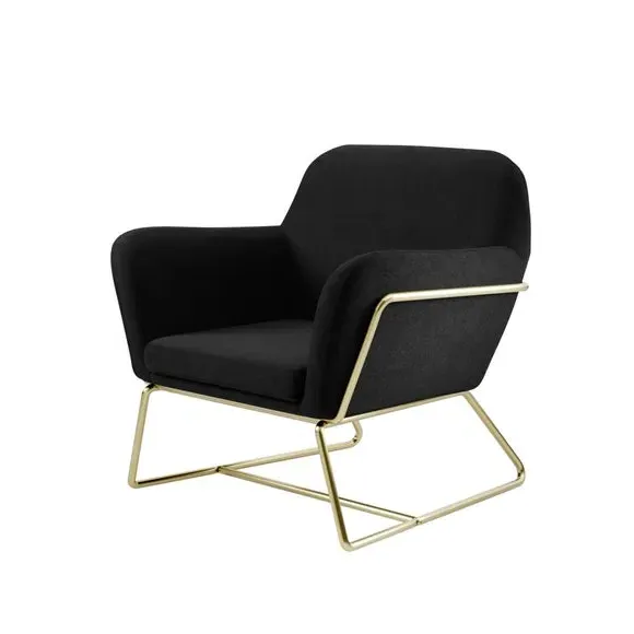 Occasional Chair with Metal Legs - Black, Velvet