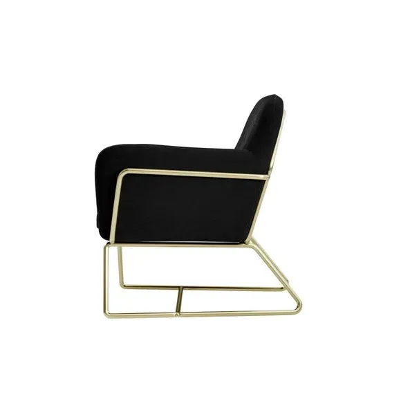 Occasional Chair with Metal Legs - Black, Velvet