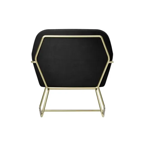 Occasional Chair with Metal Legs - Black, Velvet