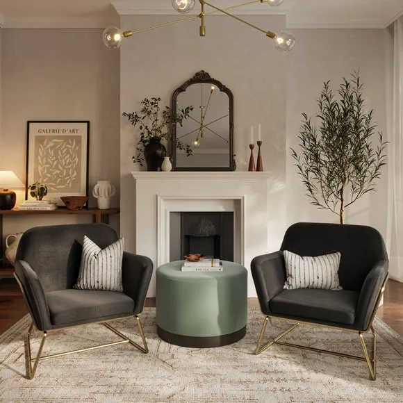 Occasional Chair with Metal Legs - Black, Velvet image