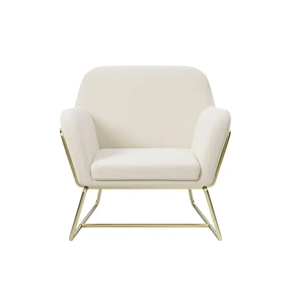 Occasional Chair with Metal Legs - Cream, Velvet