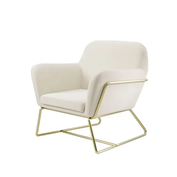 Occasional Chair with Metal Legs - Cream, Velvet