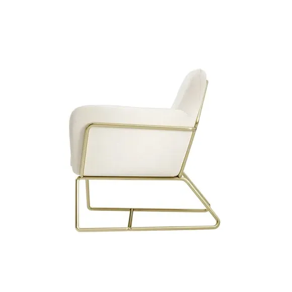 Occasional Chair with Metal Legs - Cream, Velvet
