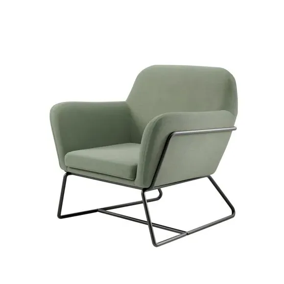 Occasional Chair with Metal Legs - Sage, Velvet