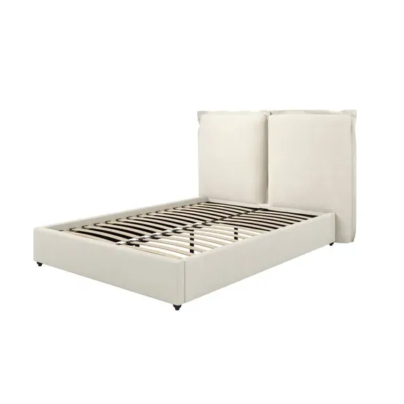 Pillow Back Bed Frame - Ivory, Linen