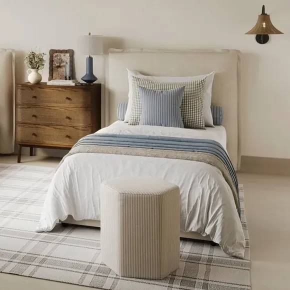 Pillow Back Bed Frame - Ivory, Linen image