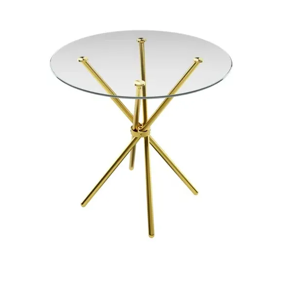 Round 4-Seater Dining Table - Gold, Glass
