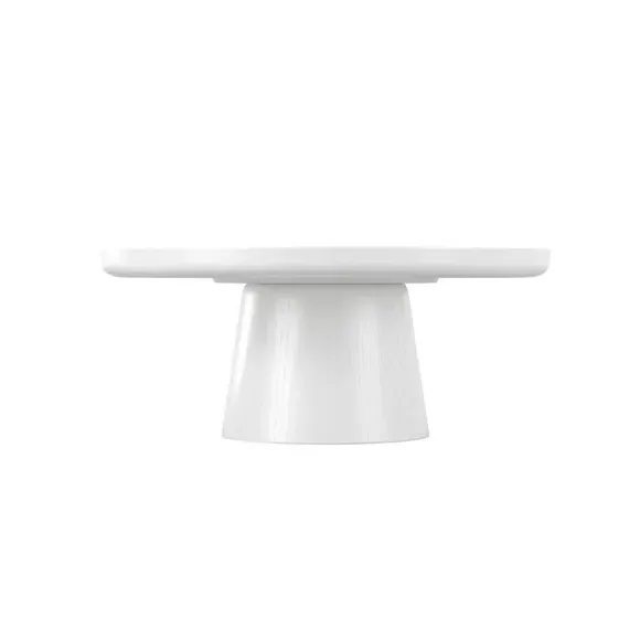 Round Coffee Table with Curved Edge - White Wood