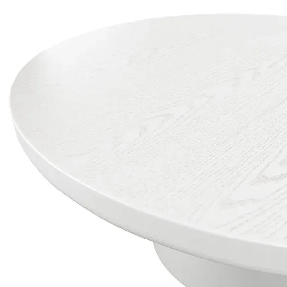 Round Coffee Table with Curved Edge - White Wood
