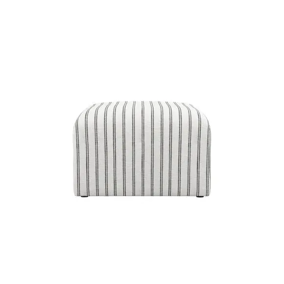 Round Pouffe with Curved Corners - White, Cotton