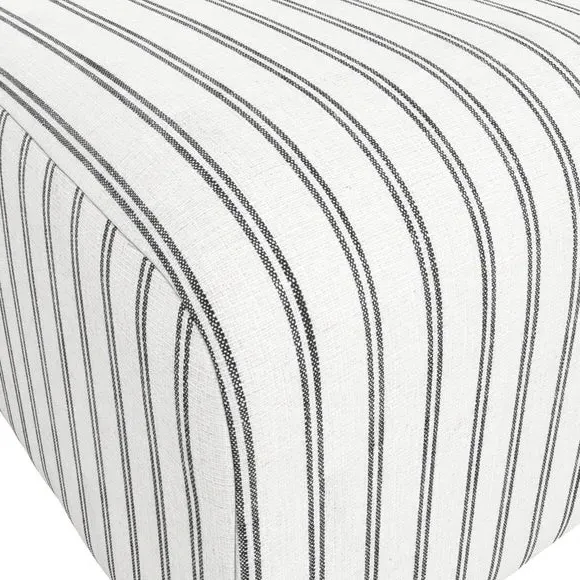 Round Pouffe with Curved Corners - White, Cotton