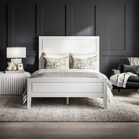 Round Pouffe with Curved Corners - White, Cotton