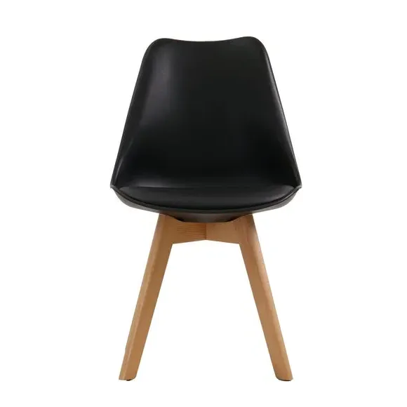 Set of 2 Dining Chairs - Black, Beech Wood