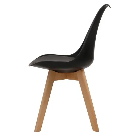 Set of 2 Dining Chairs - Black, Beech Wood