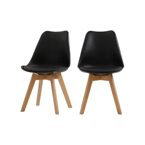 Set of 2 Dining Chairs - Black, Beech Wood image