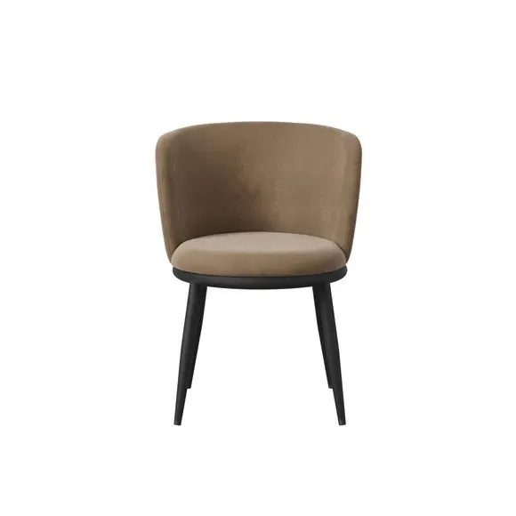 Set of 2 Dining Chairs - Brown, Velvet