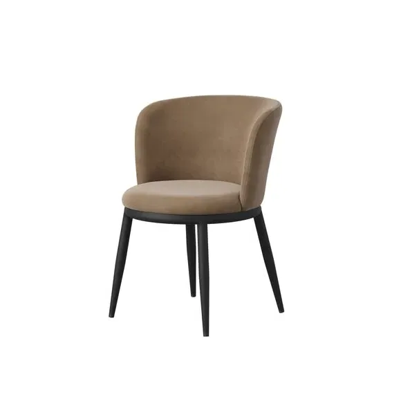 Set of 2 Dining Chairs - Brown, Velvet