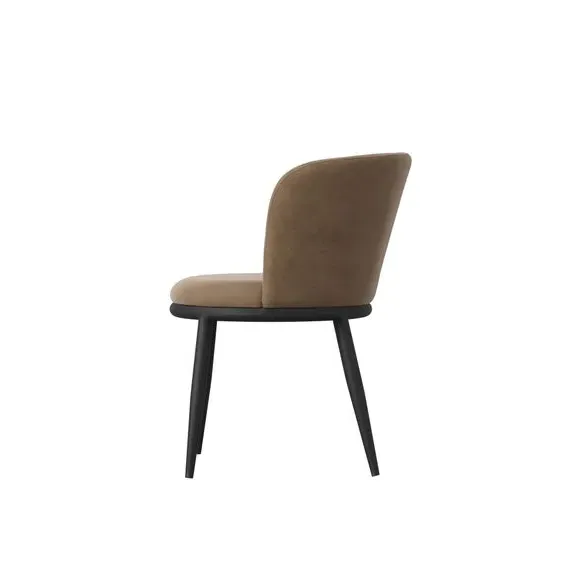 Set of 2 Dining Chairs - Brown, Velvet