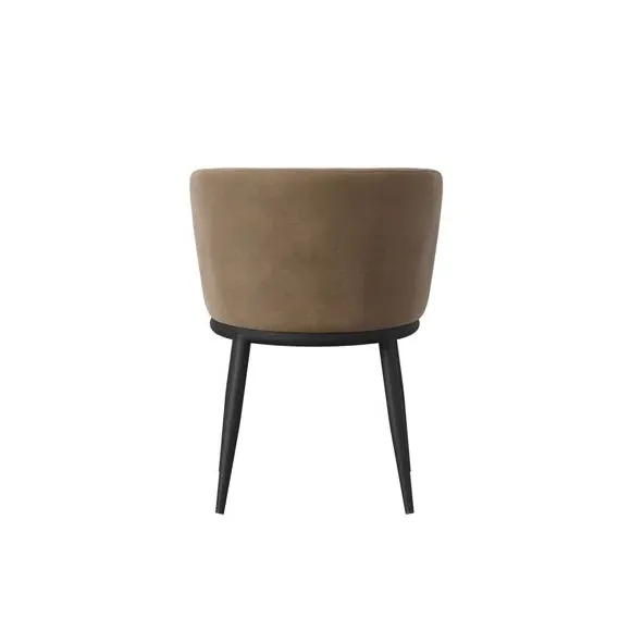 Set of 2 Dining Chairs - Brown, Velvet