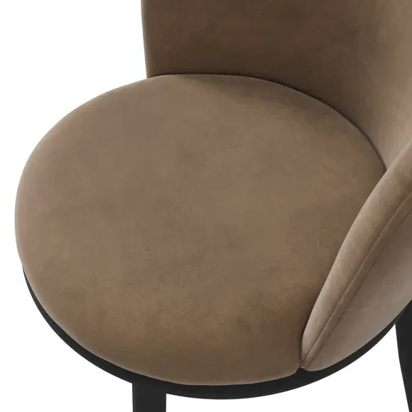 Set of 2 Dining Chairs - Brown, Velvet