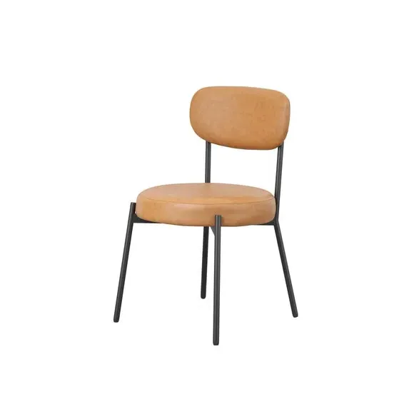 Set of 2 Dining Chairs - Caramel, Faux Leather