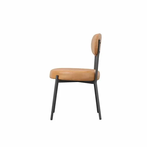 Set of 2 Dining Chairs - Caramel, Faux Leather