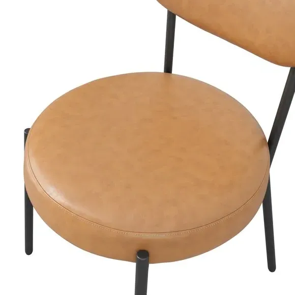 Set of 2 Dining Chairs - Caramel, Faux Leather