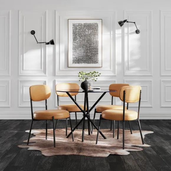 Set of 2 Dining Chairs - Caramel, Faux Leather image