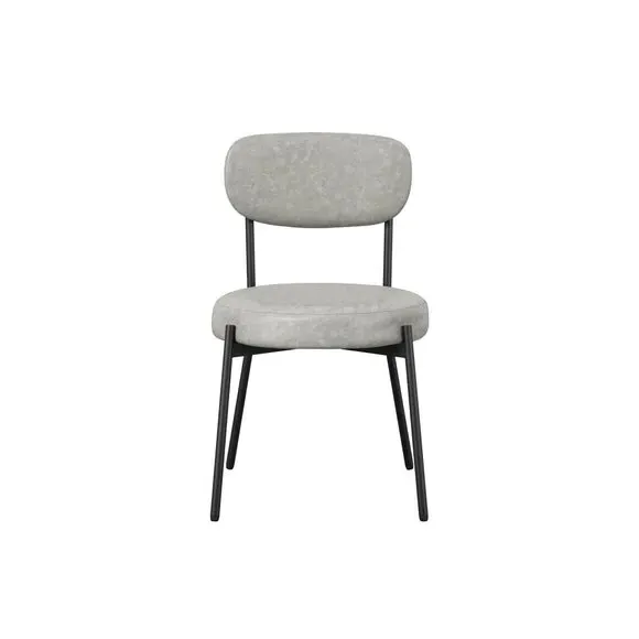 Set of 2 Dining Chairs - Graphite, Faux Leather