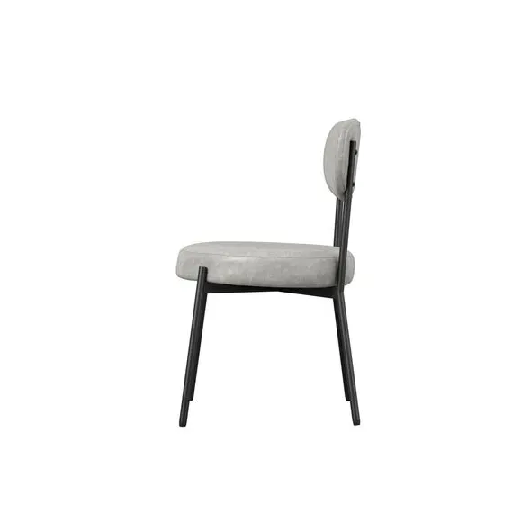 Set of 2 Dining Chairs - Graphite, Faux Leather