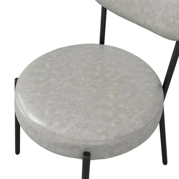 Set of 2 Dining Chairs - Graphite, Faux Leather