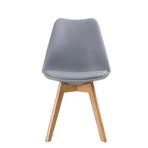 Set of 2 Dining Chairs - Grey, Beech Wood